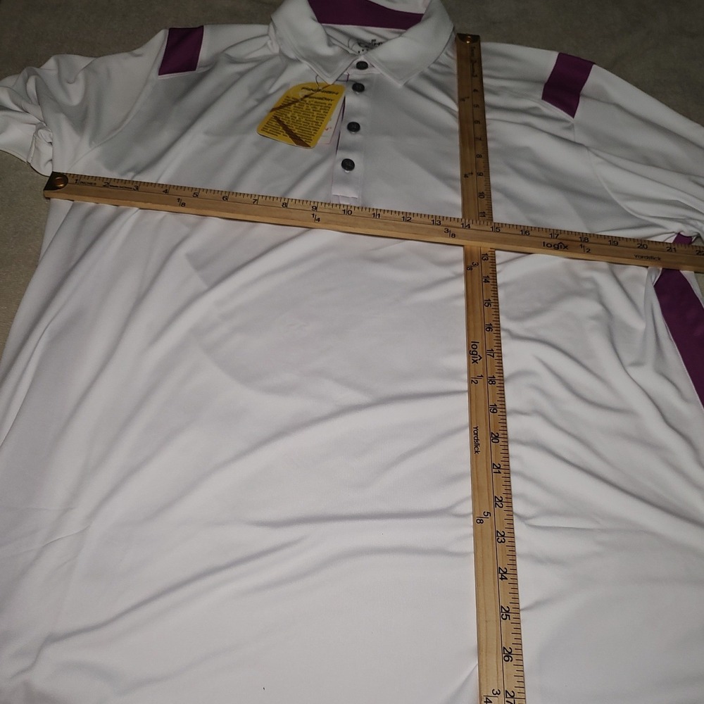 Pin High SwingDry Womens Golf Polo Shirt White Purple Short Sleeve Size L NWT